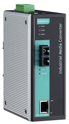 Промышленный конвертер Ethernet 10/100BaseTX в 100BaseFX (одномодовое оптоволокно, разъем SC), релей