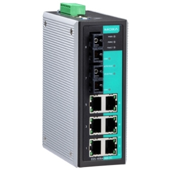 Промышленный 8-портовый управляемый коммутатор: 6 портов 10/100 BaseT Ethernet, 2 порта 100BaseFX (м